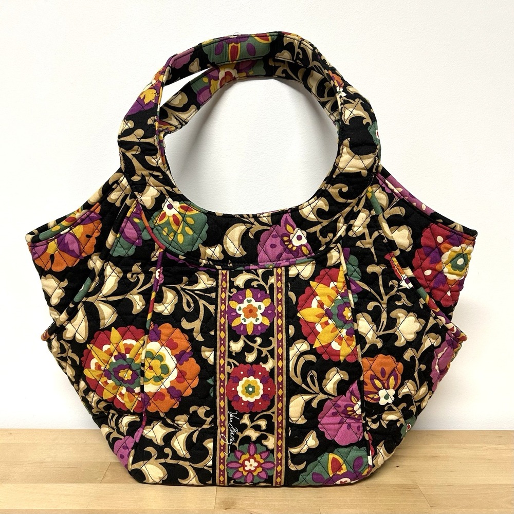 Vera Bradley Scoop Top Shoulder Bag Suzani Floral Quilted Tote Boho Cottagecore